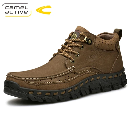 Camel Active/Новинка; мужские зимние ботинки; Коллекция года; обувь из натуральной кожи; очень теплые мотоботы ручной работы; водонепроницаемые ботильоны; зимние ботинки - Цвет: Коричневый