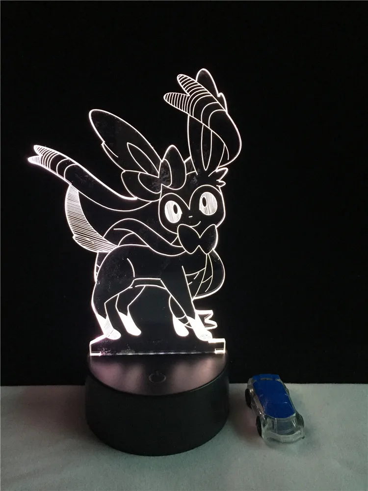 Покемон Игры Eevee Sylveon 3D лампа Kawaii Мультфильм Рисунок USB светодиодный ночник Иллюзия лампы Рождественский подарок Лава дома настроение Декор