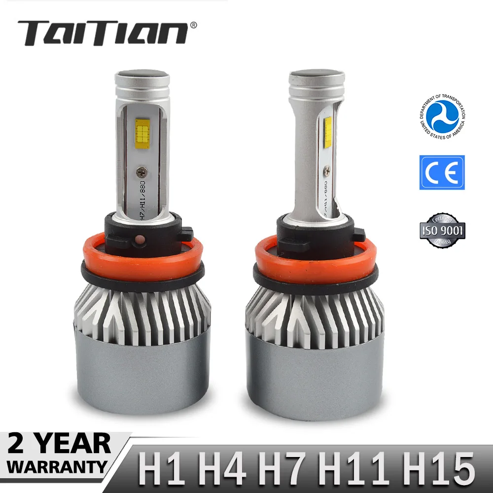 Taitian 2 шт SMD 144 W 15200LM 6000 K супер белая H1 H4 H11 H15 h7 светодио дный лампы canbus фар комплект