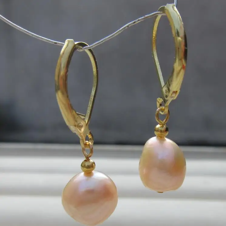 Серьги с розовым жемчугом 14 k/20 GOLD|Серьги-подвески| |