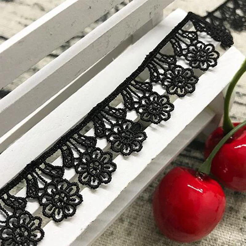 5 ярдов/партия Подсолнух кружевная отделка черно белое ткацкое шитье детское