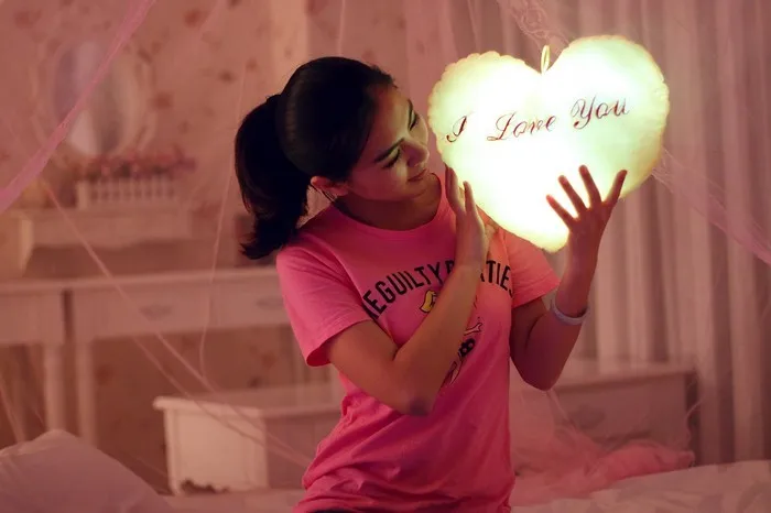 Плюшевые разноцветные подушки с подсветкой 38х35см|birthday gift|led light pillowluminous pillow |