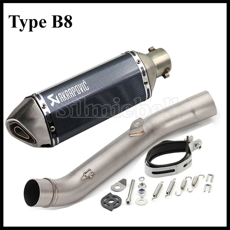 Type B8 Akrapovic выхлопная труба мотоцикла для Kawasaki Z800 выхлопная 2013- без шнуровки выхлопная труба мото Глушитель со средней соединительной трубой - Цвет: Type B8