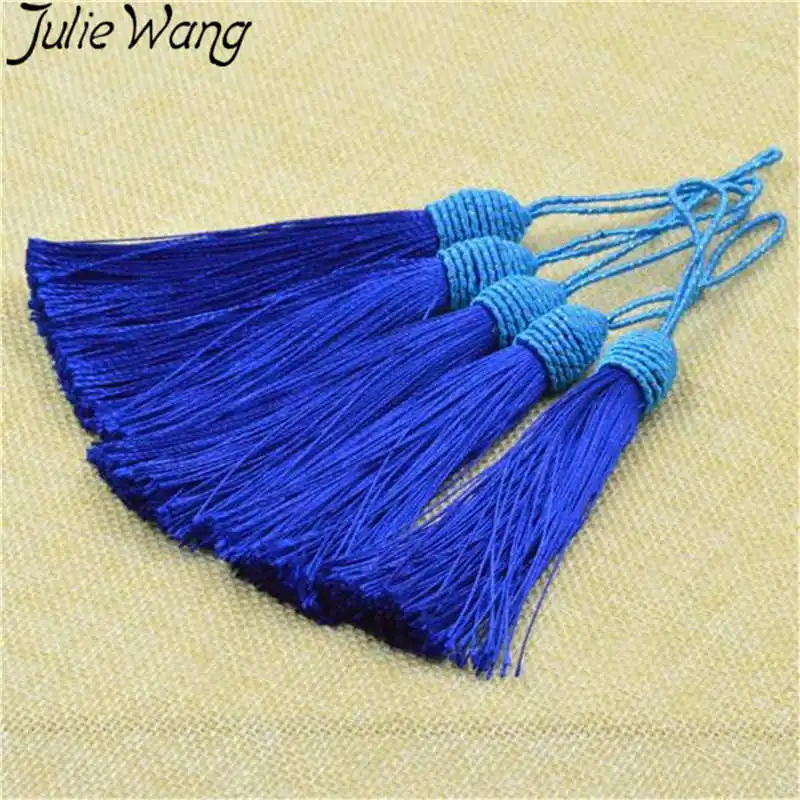 

Julie Wang 2PCS 10cm Silk Tassels Hanging Jewelry Making Polyester Earring Pendant Handmade Tassel Accessory Home Decoration