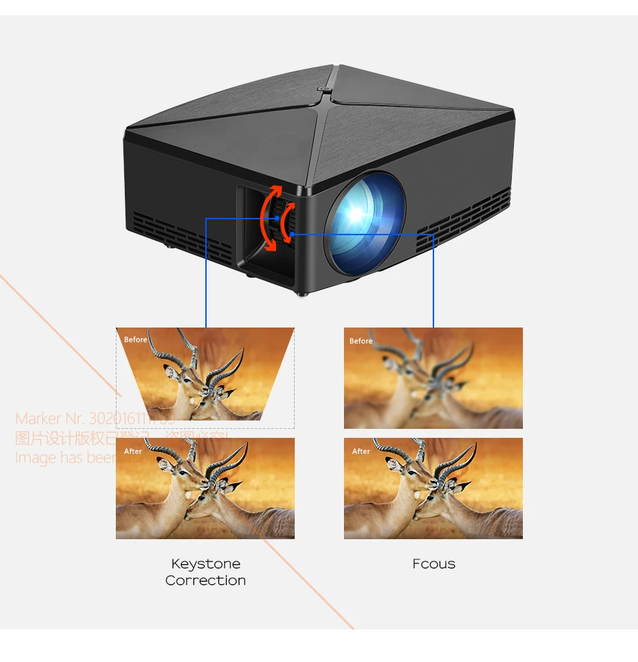 AUN Proyector C80 UP, разрешение 1280x720, 2200 люмен с Android wifi HD мультимедийный проектор для домашнего кинотеатра, дополнительный мини-проектор C80