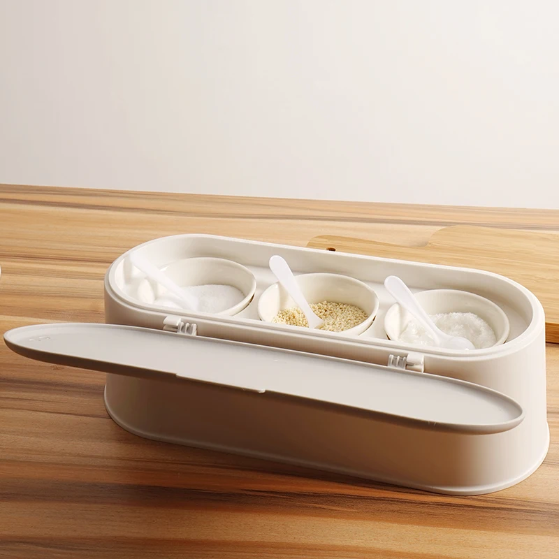 Migecon Ceramic Condiment Box Porcelain and Bamboo Cover Seasoning Spice Jar Salt Sugar Can Kitchenware Accessories | Дом и сад
