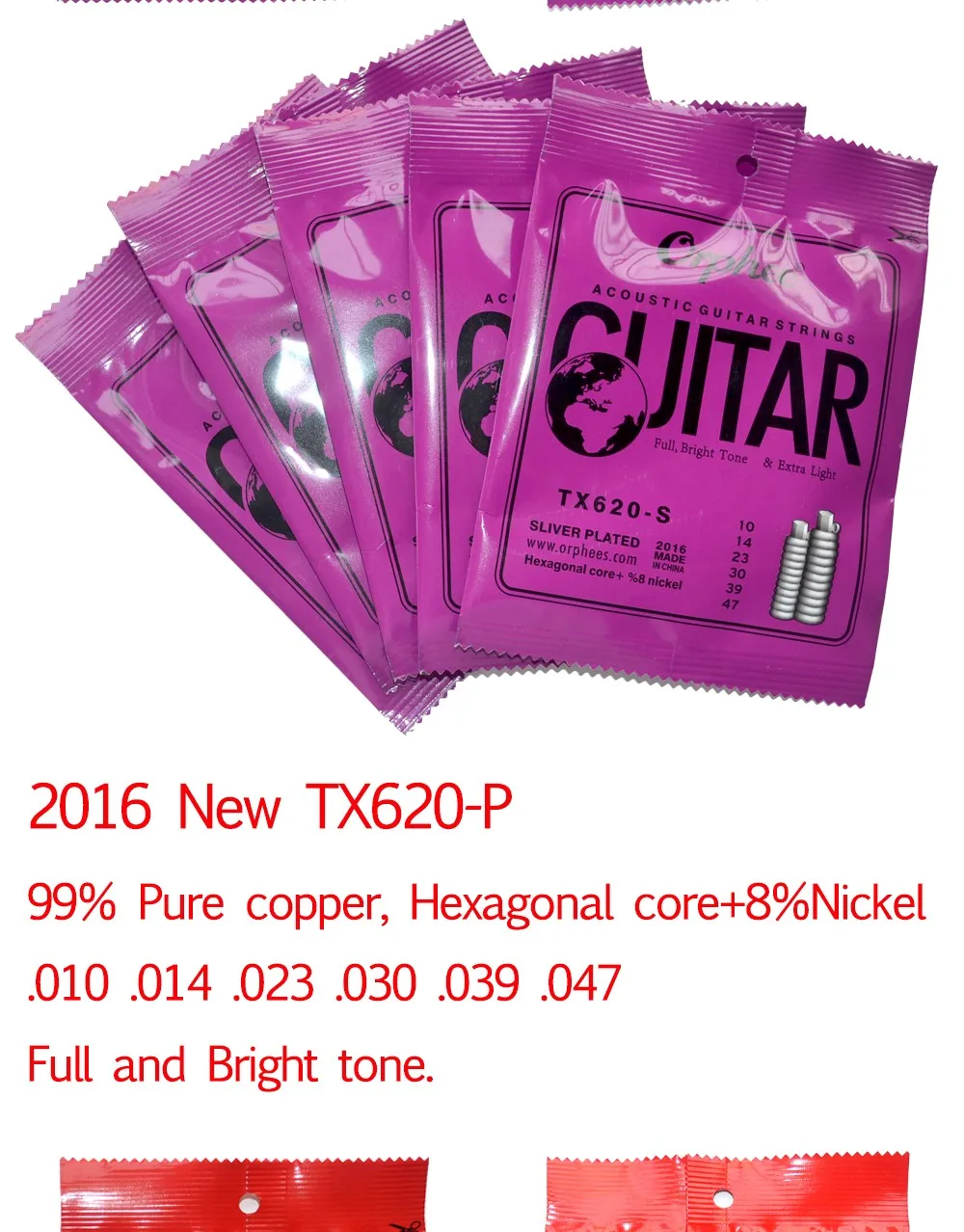 20 компл./лот Orphee TX Высококачественная шестиугольная углеродистая сталь в народном стиле Гитары ra акустической гитары 75/25 фосфористая бронза