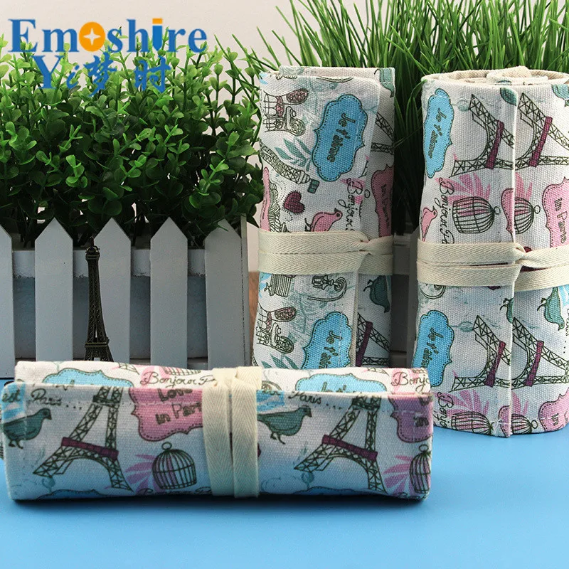 Ручная работа Холст Ручка ролл Пенал большой емкости 36/48/72 отверстия студент