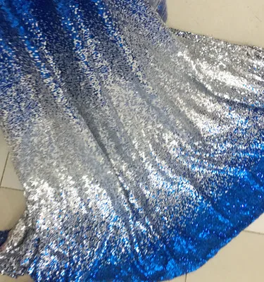 Royal blue 1 ярд градиент цвета 3 мм блестки ткани для женщин длинные халаты вечернее платье 5 цветов красный, золотой, зеленый, синий, черный - Цвет: Royal blue
