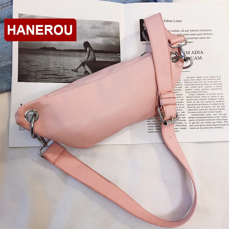HANEROU уличная поясная сумка с заклепками роскошная дизайнерская из мягкой кожи