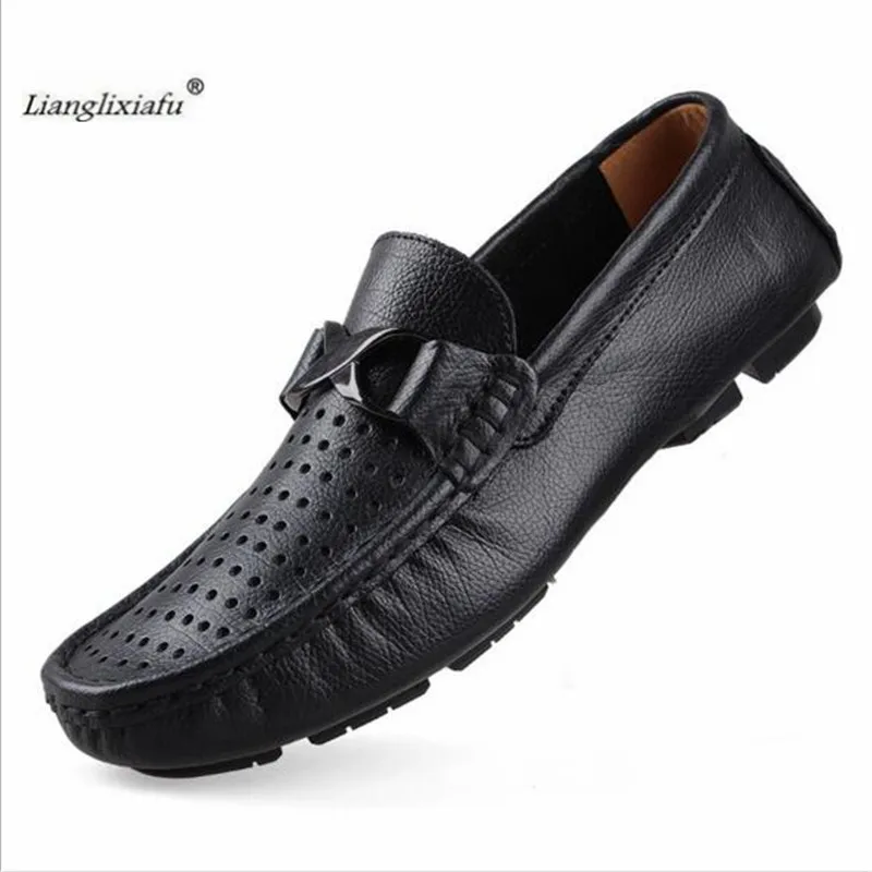 

LLXF Plus;35-50 mens shoes brand mens Driving loafers genuine leather loafers Non-Sllip Soft-bottom Flats Zapatos Free Shipping