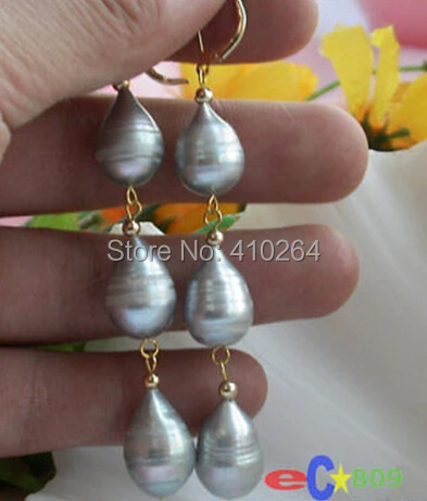 $ Wholesale_jewelry_wig бесплатная доставка 3 линии 19 мм серый капельный пресноводный