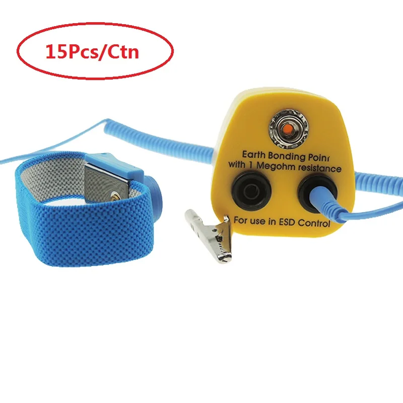 

15 Sets Earth Bonding Plug With ESD Wrist Strap HQ Wrist Band Strap With 1.8m Anti Static Grounding Cord and ESD Banana Plug