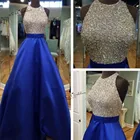 Женское атласное платье с кристаллами, длинное бальное платье темно-синего цвета, бальное платье для выпускного вечера, вечернее платье до пола,