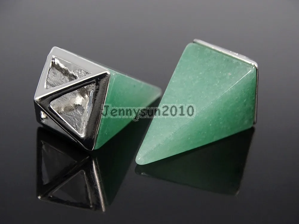 

Натуральные зеленые драгоценные камни из авантюрина, пирамида, Заостренное женское серебро, ожерельлье из бисера, ювелирные изделия, 5 цвет...