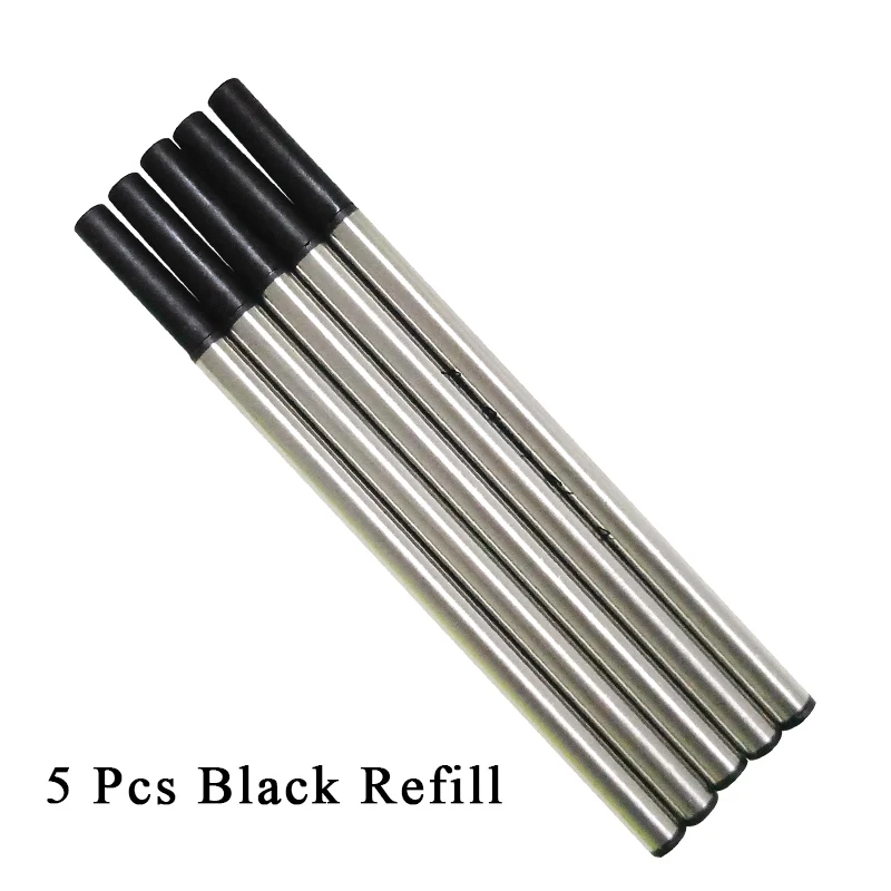 5Pcs Black Refill Модные высококачественные металлические 0,5 мм шариковые ручки Шариковая ручка для школы и офиса для студентов канцелярские принадлежности подарок - Цвет: 5Pcs Black Refill
