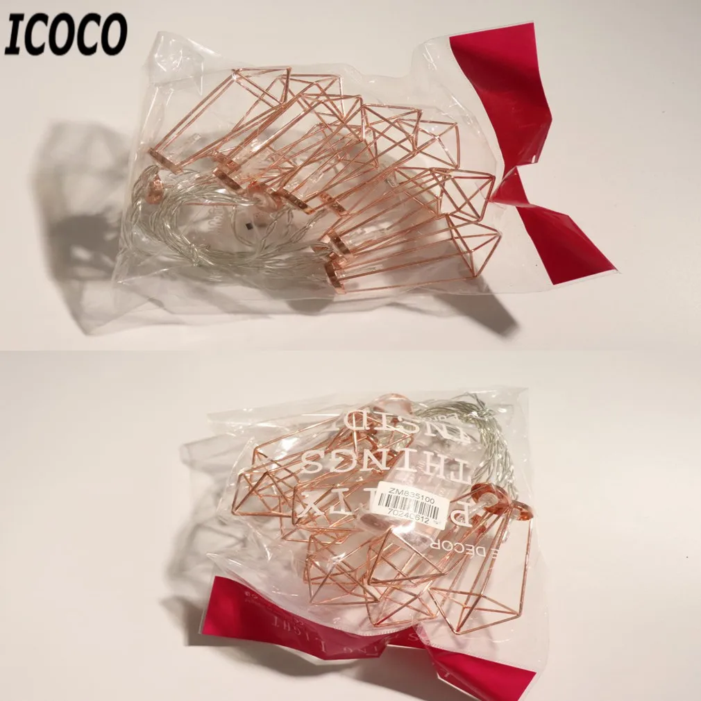 ICOCO 1 5 м 10LED Романтический розовое золото металл алмаз воды Точечный светильник на