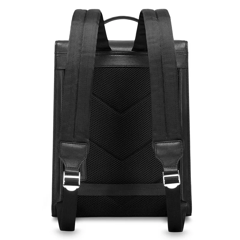 Fashion Solid Black Mochila Men Genuine Leather Backpacks For Business Man Bags Men's Casual Backpack & Travel Top Quality | Багаж и