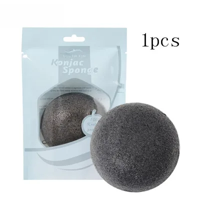 1pcs Black Новинка, 7 цветов, натуральный Konjac, моющий спонж для лица, Круглый спонж, очищающее средство для лица, отшелушивающее средство для лица, для женщин - Цвет: 1pcs Black