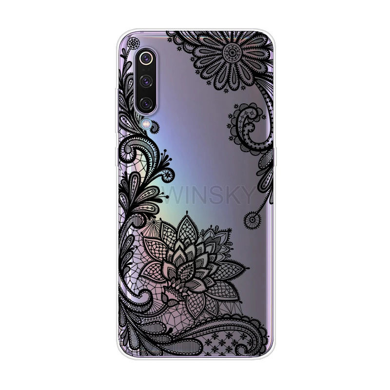 Black Lace Силиконовый мягкий чехол из ТПУ с кружевными цветами для Xiao mi Red mi Note 7 6 5 4 Pro 4X5 Plus 5A Prime A1 6X PocoPhone F1 mi 9 8 A2 lite чехол - Цвет: Black Lace