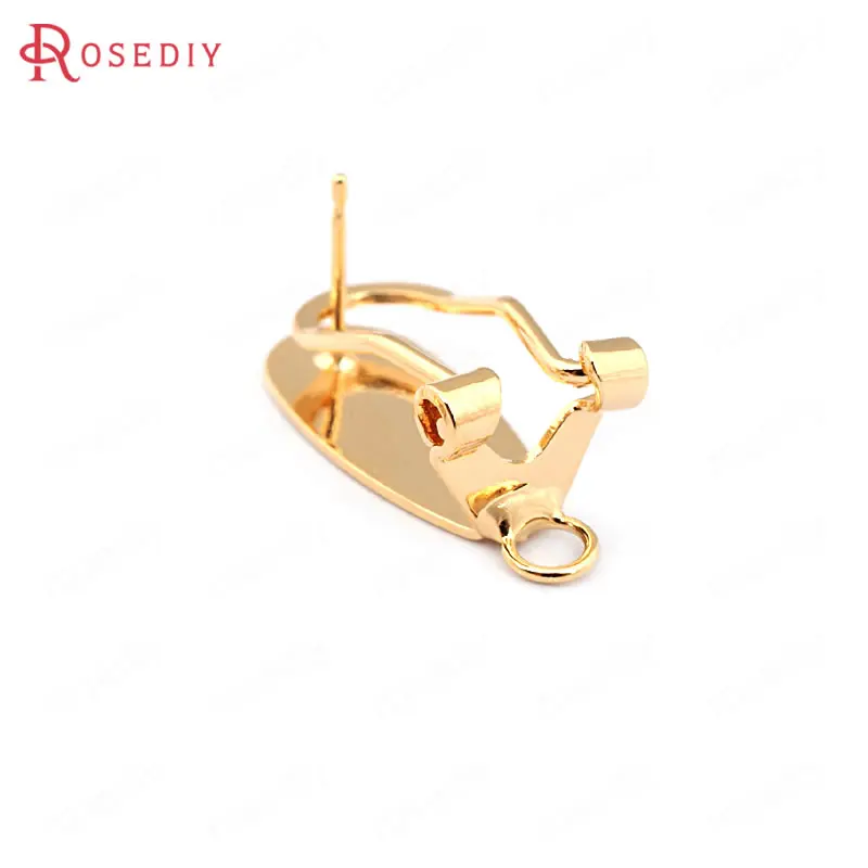

(33715)10PCS 22*8.5MM 24K Gold Color Brass with Stick Trays Stud Earrings Clips High Quality Diy Jewelry Findings Accessories