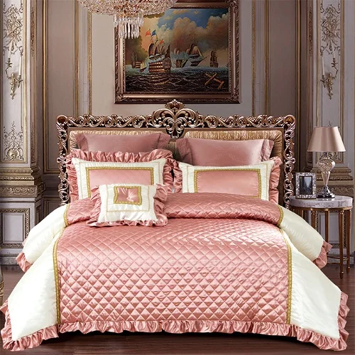 bedding set 3 Комплект постельного белья королевского размера, розовый, фиолетовый, Роскошный шелковый хлопковый пододеяльник, покрывало на кровать, свадебное покрывало, комплект, ropa de cama juego de cama - Цвет: bedding set 3