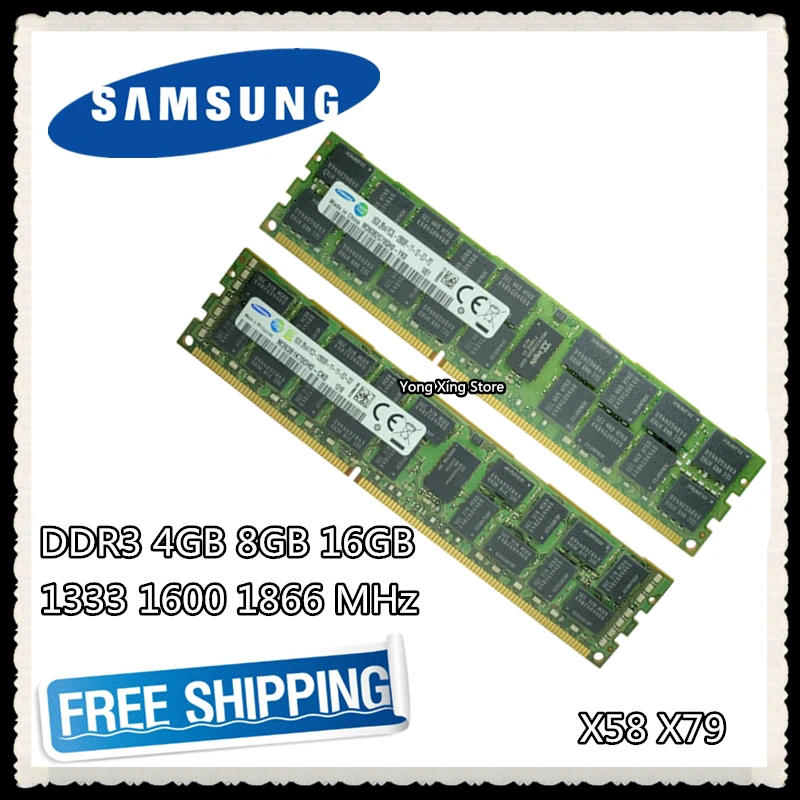 Серверная память Samsung DDR3 4 ГБ 8 16 1333 1600 1866 МГц ECC REG 12800R 14900R RIMM RAM X58 X79|Оперативная