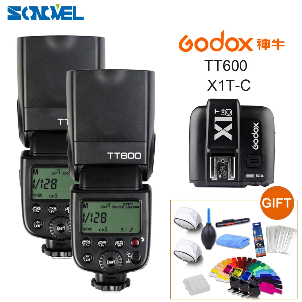 2x Godox TT600 2 4G Беспроводная камера Вспышка Speedlite + X1T C передатчик TTL беспроводной