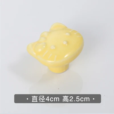 yellow cat Креативная Мода Мультфильм Цвет птица свинья кошка Краб детская комната ящик обуви ручка шкафа синие желтые, розовые, белые керамические - Цвет: yellow cat