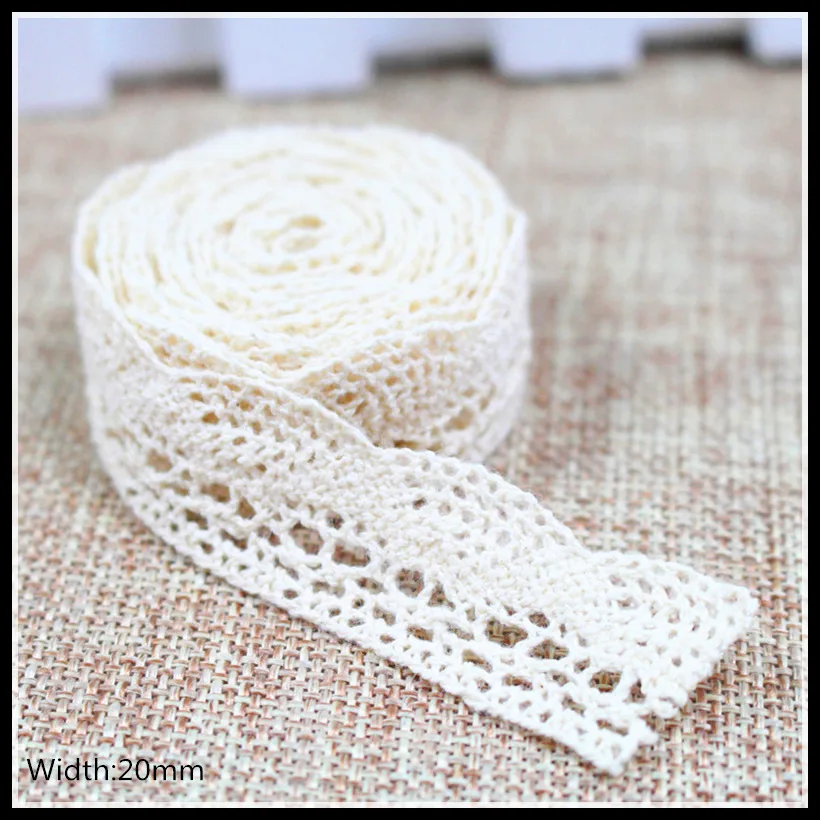 

High-quality 20mm 10yard Diy Handmade Patchwork Cotton Material Cotton Lace Ribbon Beige Color Cotton Lace TRIM cotton lace