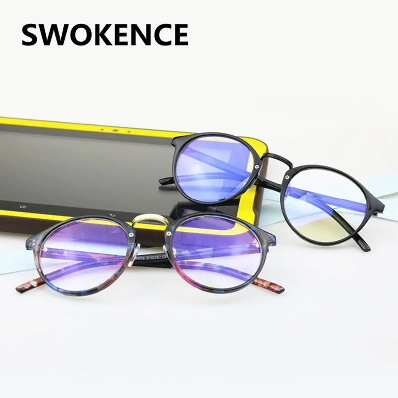 SWOKENCE элегантные очки с защитой от синего излучения для женщин и мужчин, высокое качество, круглая оправа, защита от излучения, компьютерные игровые очки F183