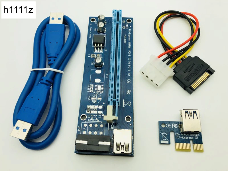PCIE Riser Express 1X 4x 8x 16x расширитель PCI Card адаптер SATA на 4pin IDE Molex источник питания для BTC