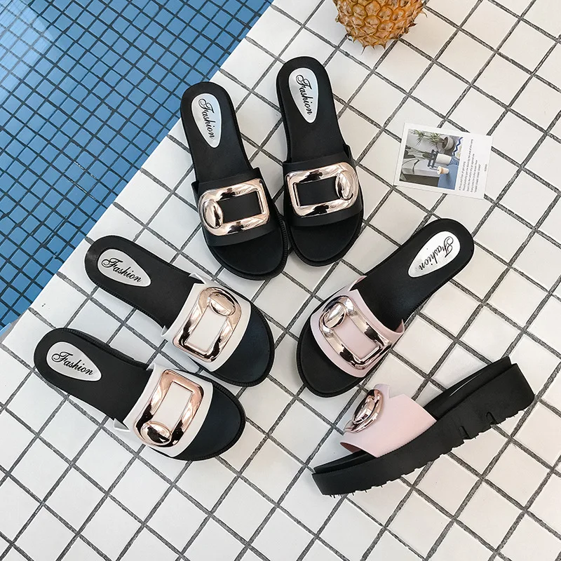 Летние дамские слипперы Рим блестки Повседневное вьетнамки женские без шнуровки