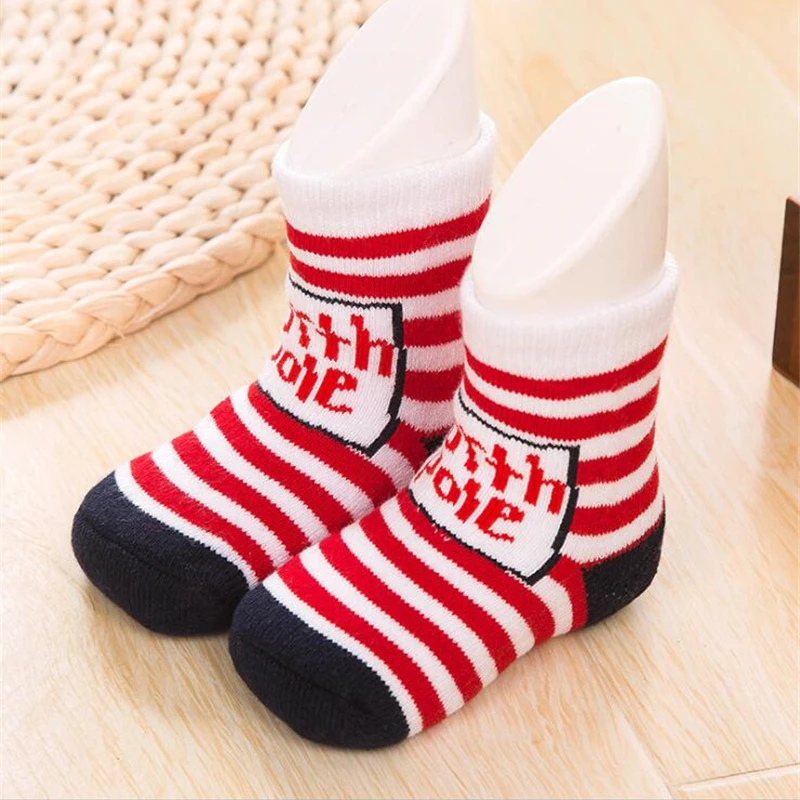 Wholeasle Christmas Gifts Winter Autumn Baby Girls Boys Cotton Socks 1pair Children Santa Claus Cartoon Striped #TC | Детская одежда и
