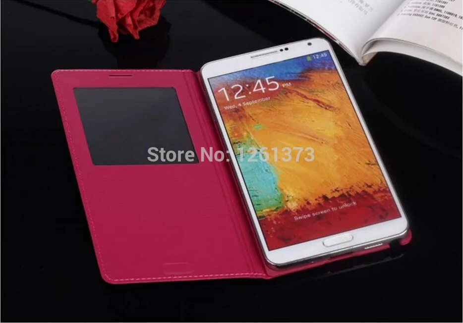 Для Samsung Galaxy Note3 neo mini N7505 7505 откидной кожаный чехол с окошком без микросхемы IC|case