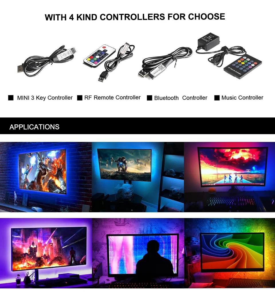 DC5V USB Светодиодная лента 5050 RGB гибкий светодиодный светильник с подсветкой 1 м 2 м 3 м HD tv PC Настольный экранный светильник лента фоновый светильник ing