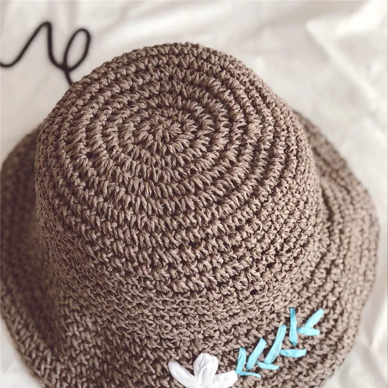 Inside 53cm Children Summer Hat Baby Beautiful bonnet Accessories Baby Sun Hat Flower bonnet Holiday Cap Bohe Straw Hat