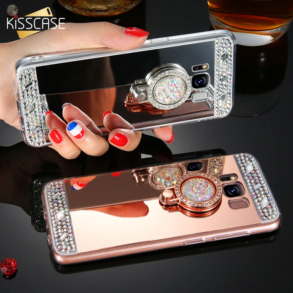 KISSCASE Алмазный чехол со стразами для samsung S7 S6 Edge Plus S5 S4 держатель пальцев
