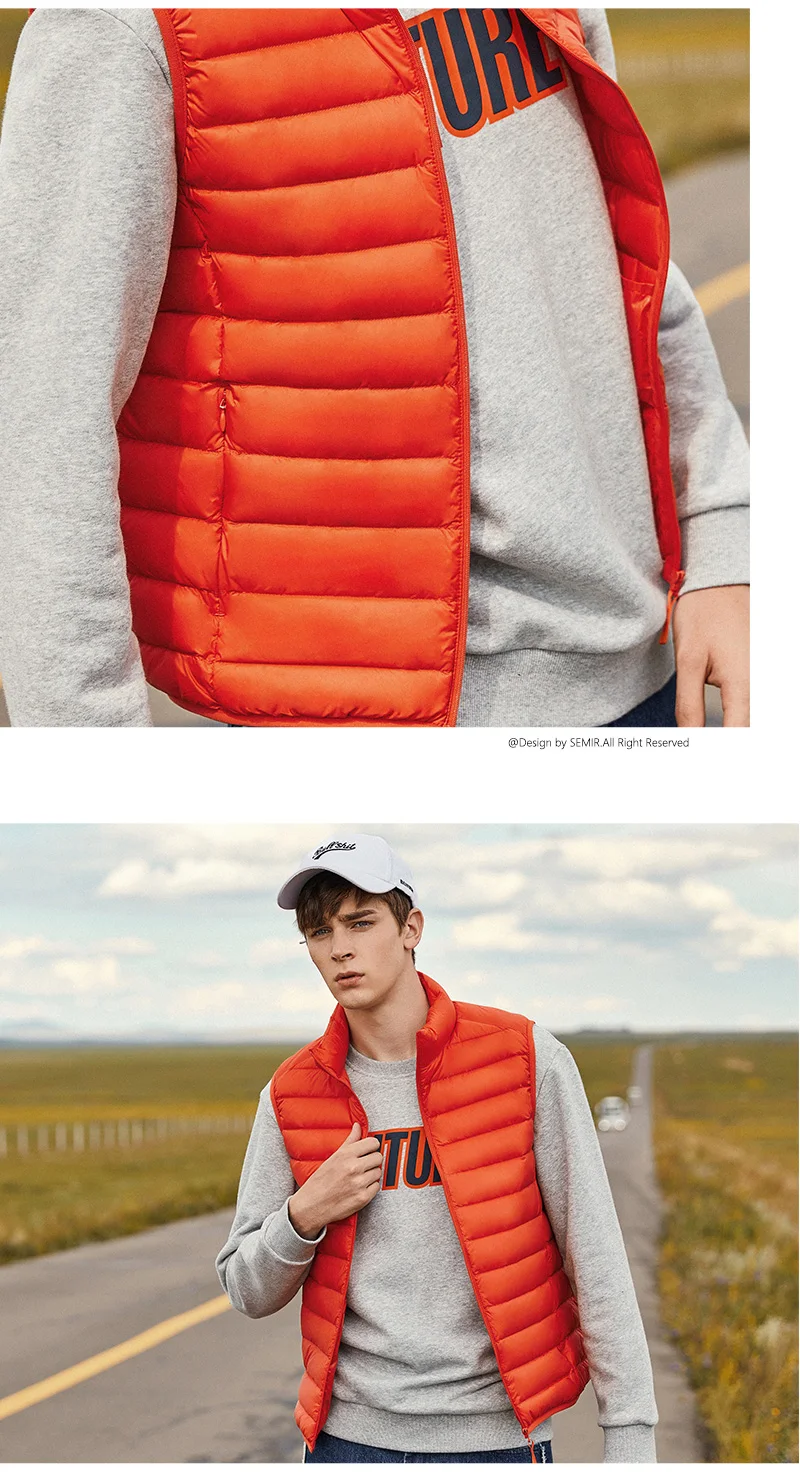 SEMIR мужской складывающийся пуховый жилет с воротником-стойкой, мужской мягкий жилет, легкий пуховый жилет для мужчин, жилет на молнии, зимняя одежда