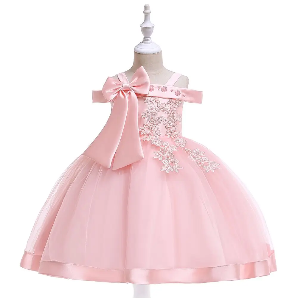 L5081Pink Детское платье-пачка принцессы на День рождения; праздничное платье для девочек; кружевное детское платье подружки невесты; элегантное платье для девочек; одежда для маленьких девочек - Цвет: L5081Pink