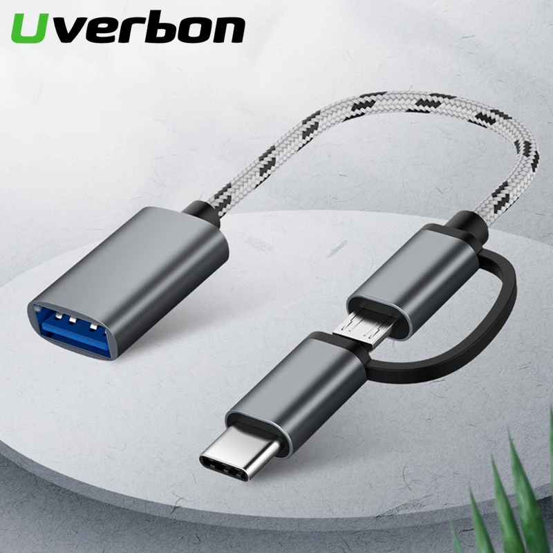 2 в 1 USB 3 0 OTG кабель нейлоновая оплетка Micro Type C адаптер для синхронизации данных и