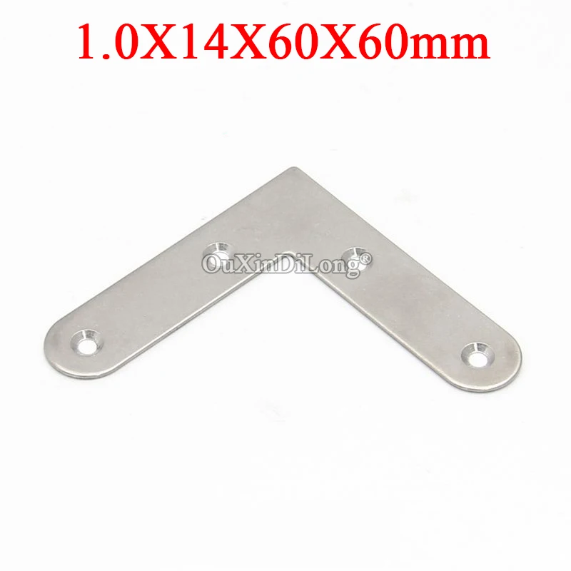 

NEW 100PCS Stainless Steel Flat Angle Corner Braces L Shape Furniture Connecting Fittings Frame Board Support Bracket 14X60X60mm