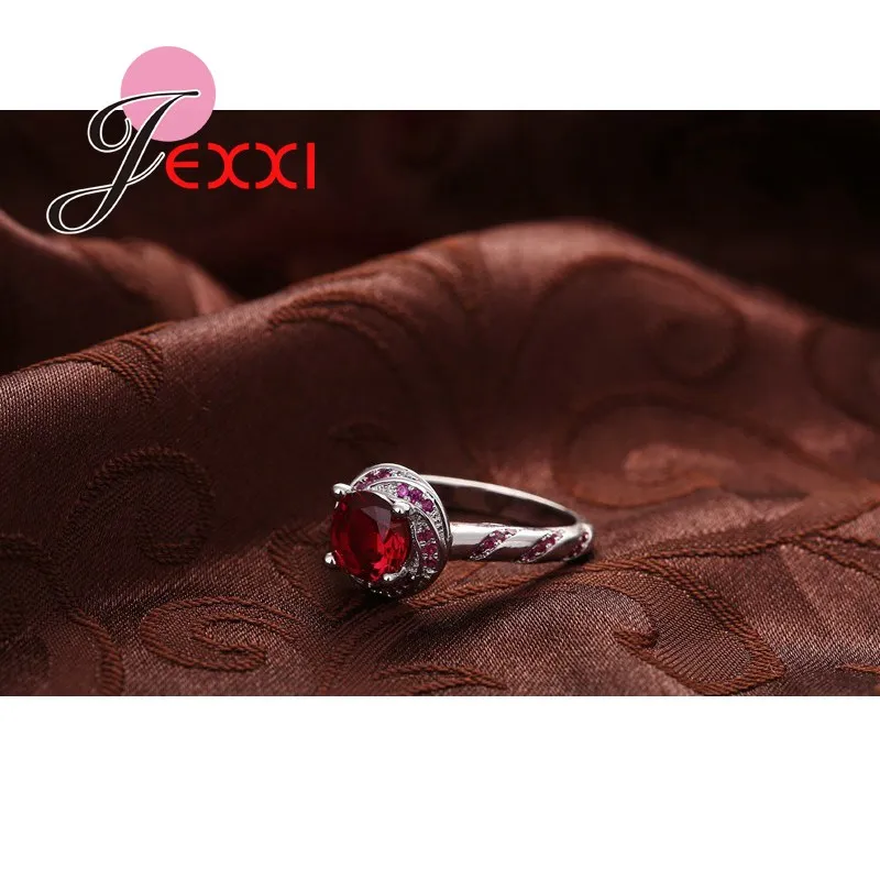 Bijoux аксессуары для пальцев женщин серебро 925 пробы Красный CZ Кристалл Камень