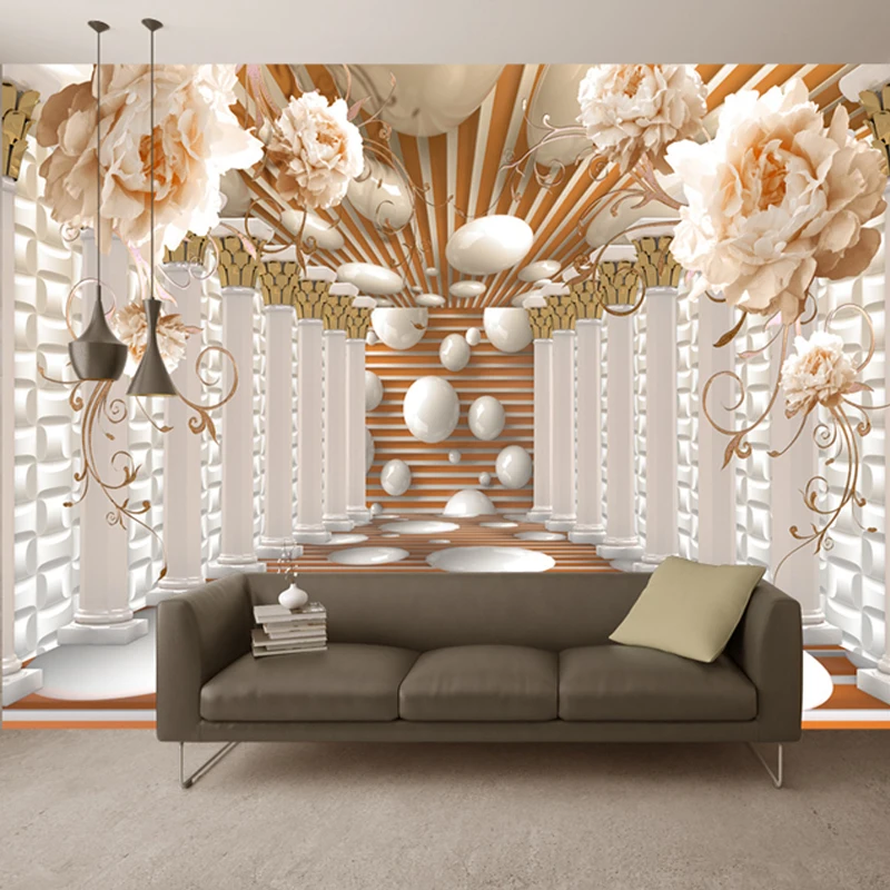 Фото 3D обои, современное абстрактное искусство, Рим, колонна, цветок, фото, настенные фрески для гостиной, кабинета, настенная бумага, домашний декор, 3D фреска №2