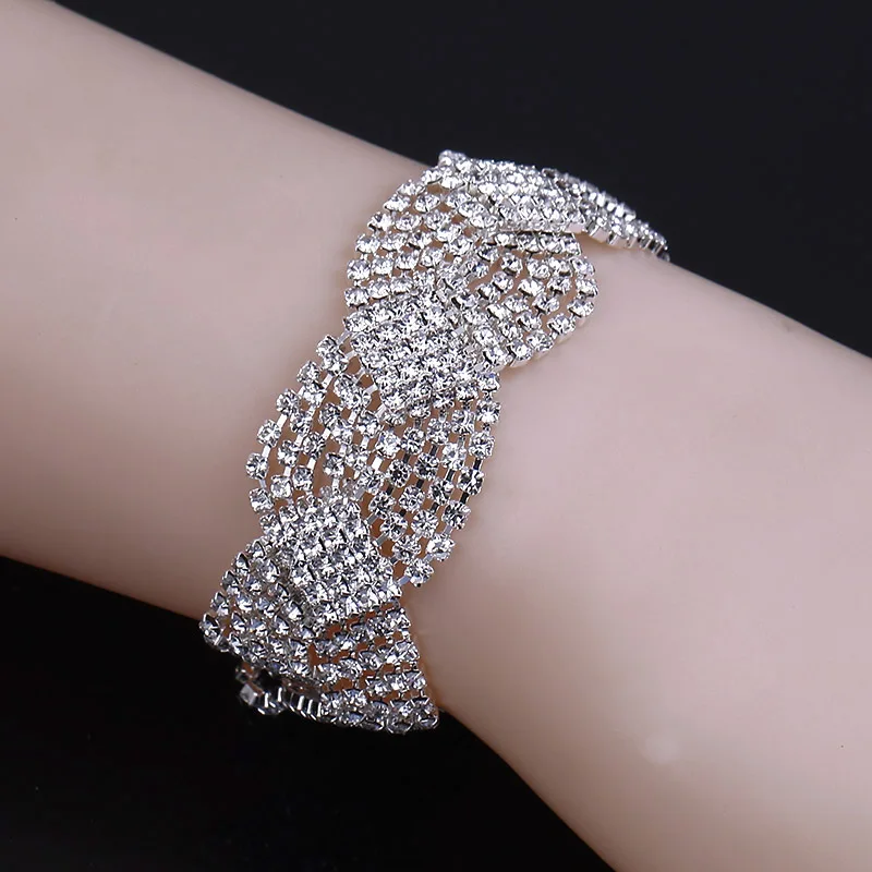 style 10 BLIJERY новые модные браслеты со стразами для Для женщин серебряного цвета со стразами заявление Браслеты и браслеты Femme Свадебные украшения для выпускного - Окраска металла: style 10