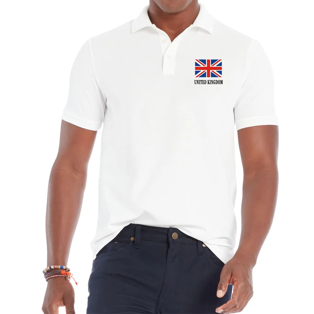 

Men Summer new Short-sleeved Cotton Turndown Collar Shirt UNITED KINGDOM National Flag Printed Breathable Cotton Menwear