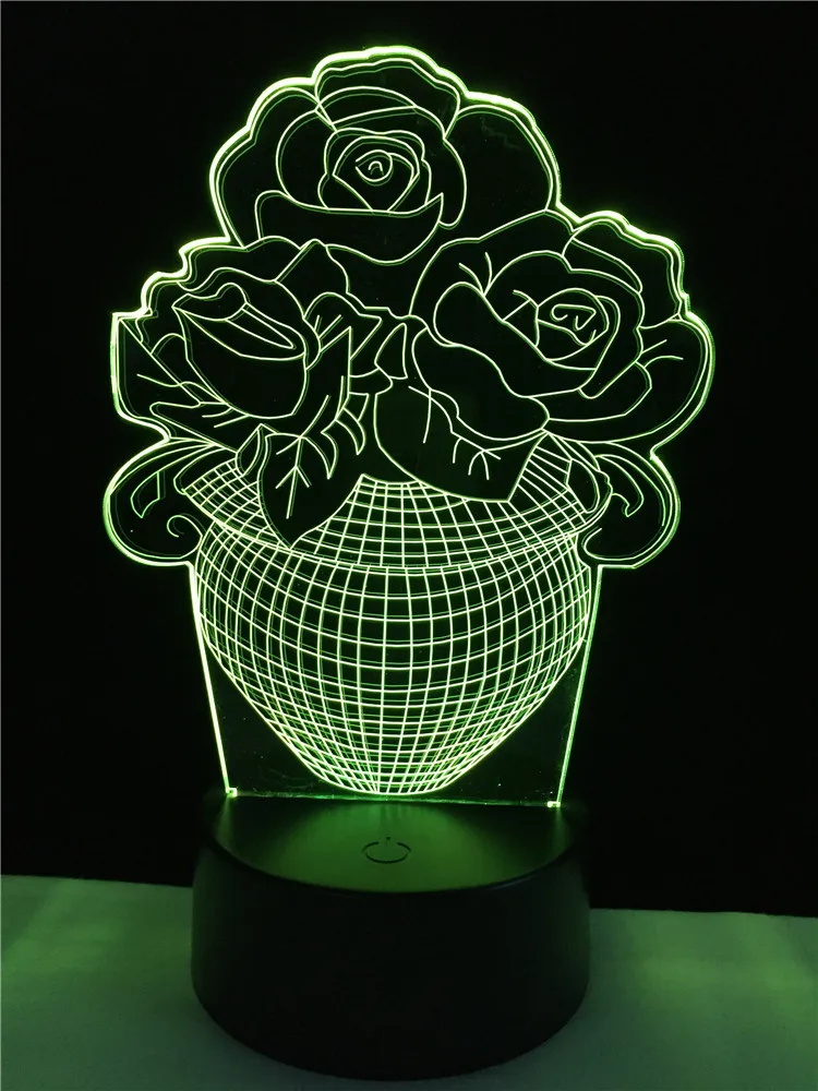 Настольные лампы для спальни розы 3D лампа светодиодная подсветка USB цветок