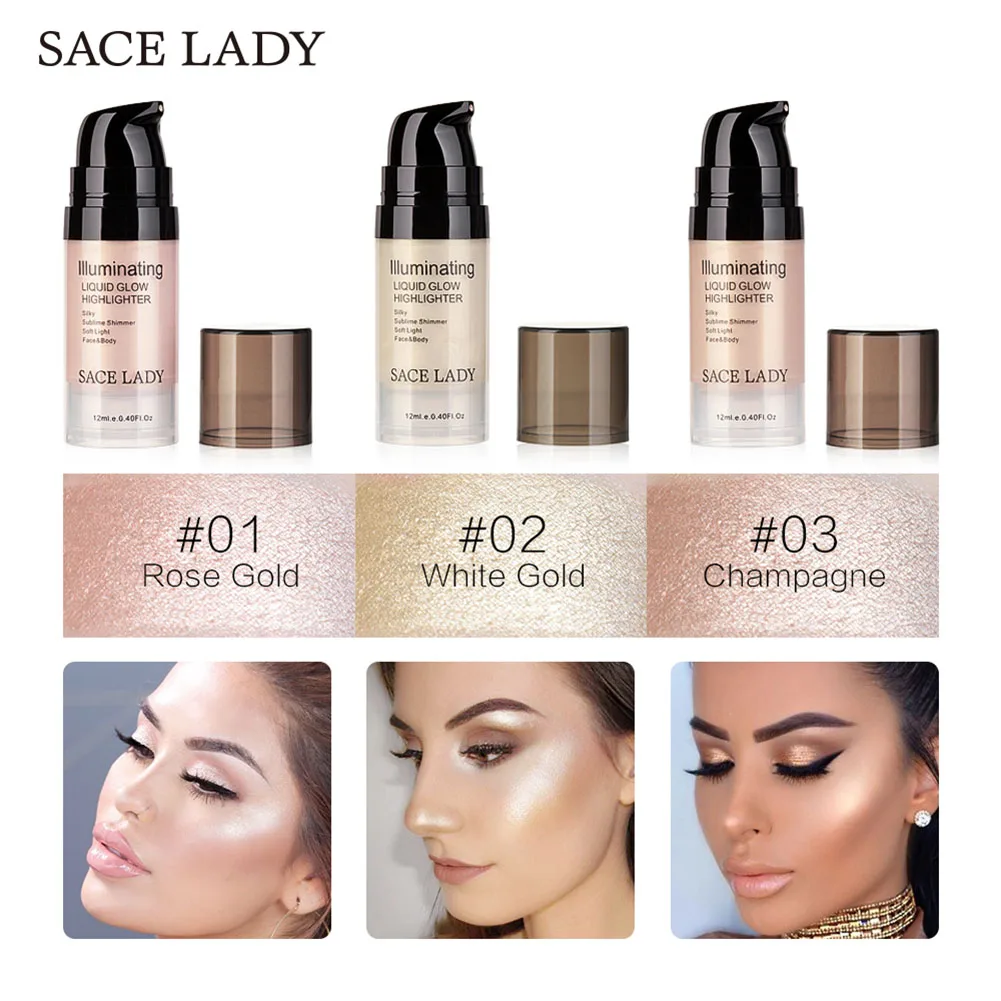 Профессиональный жидкий хайлайтер Блестящий бронзер осветитель комплект для
