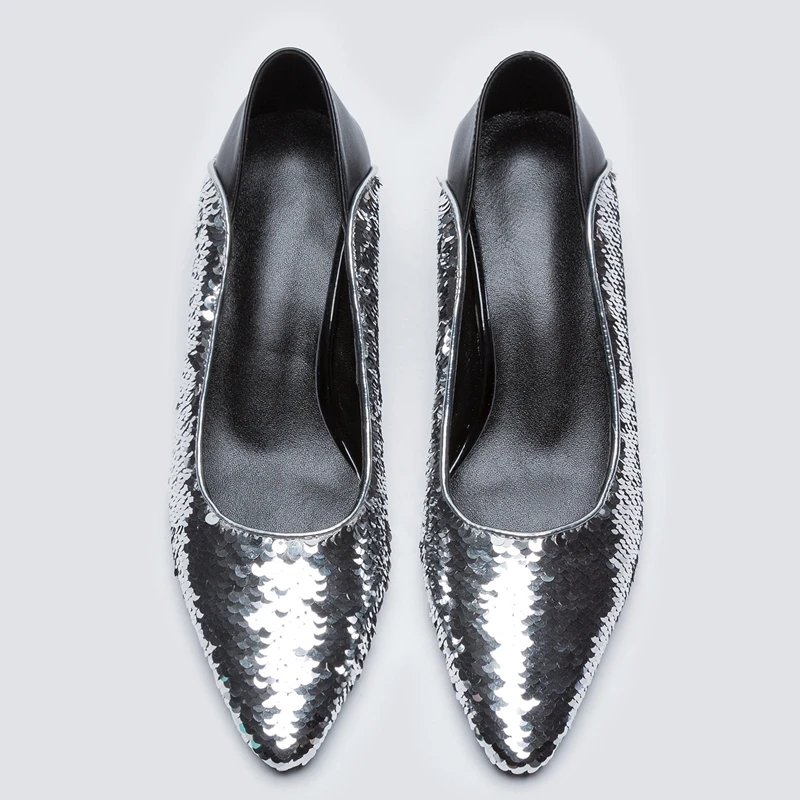 Enmayer 2020 Women Fashion Low Heel Pumps Sequined Cloth Pointed Toe Zapatos De Mujer Moda Vestir Size 34-39 LY442 | Обувь