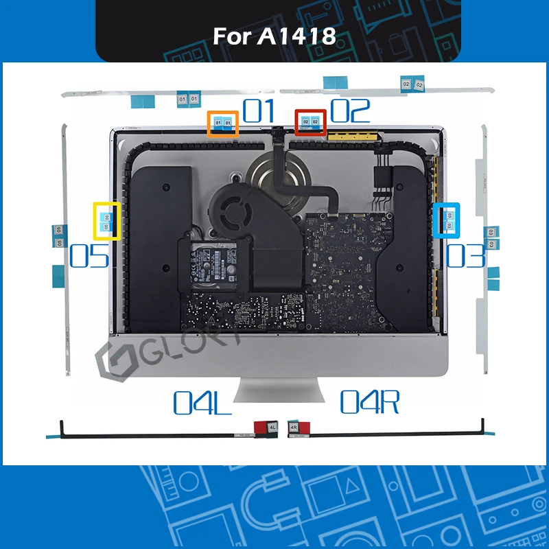 

10set/lot LCD Screen Adhesive Stickers Tape Paper For Apple iMac 21.5" A1418 2012 2013 2014 2015